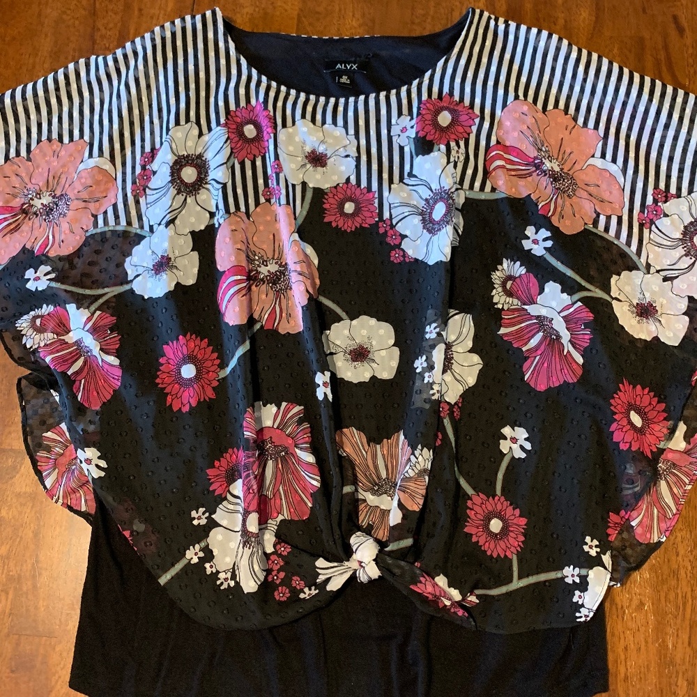 Alex Womens Overlay Blouse Size 0X